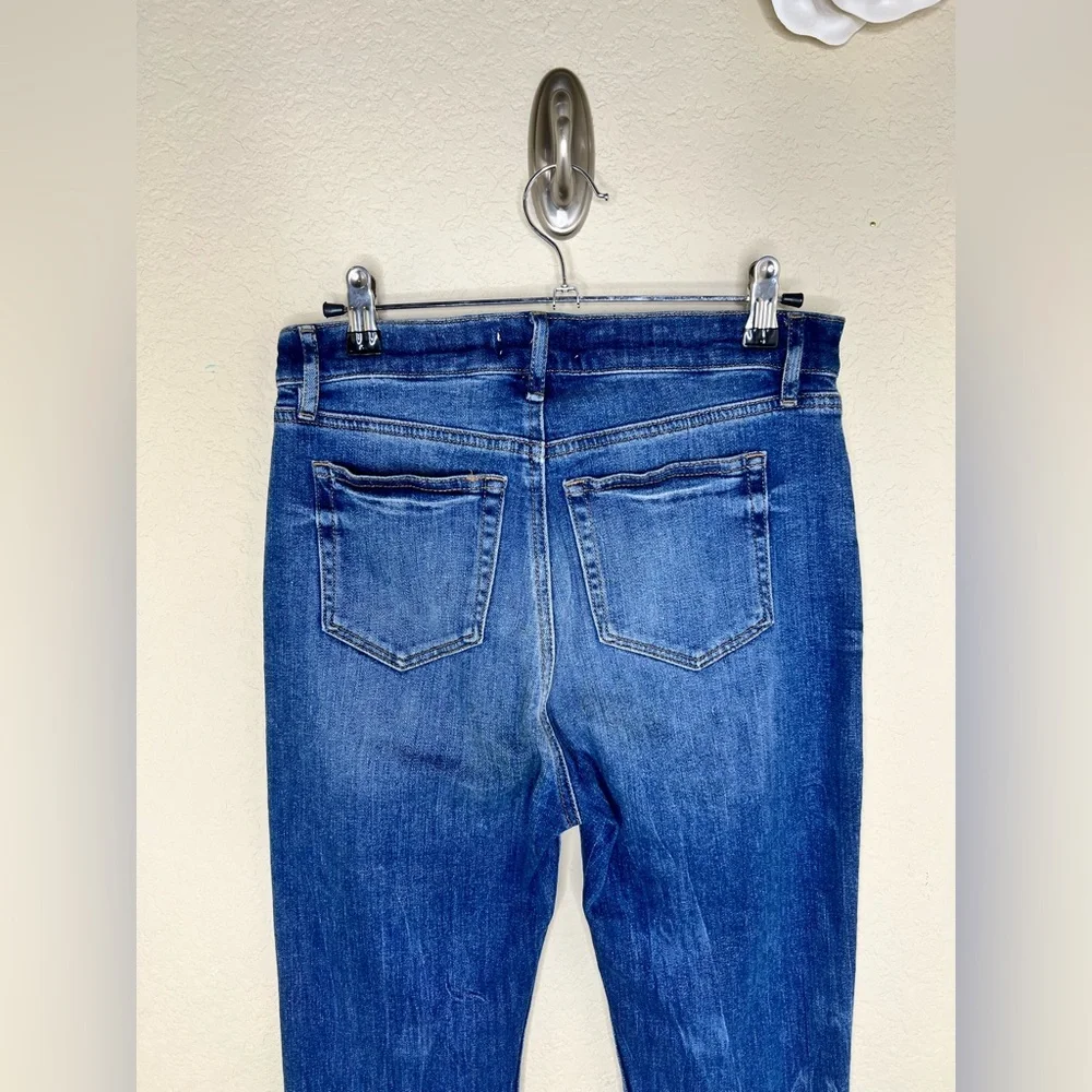 NTM: LOFT High Rise Straight Crop Jeans Medium Wash Distressed Raw Hem Size 27 - Picture 10 of 16